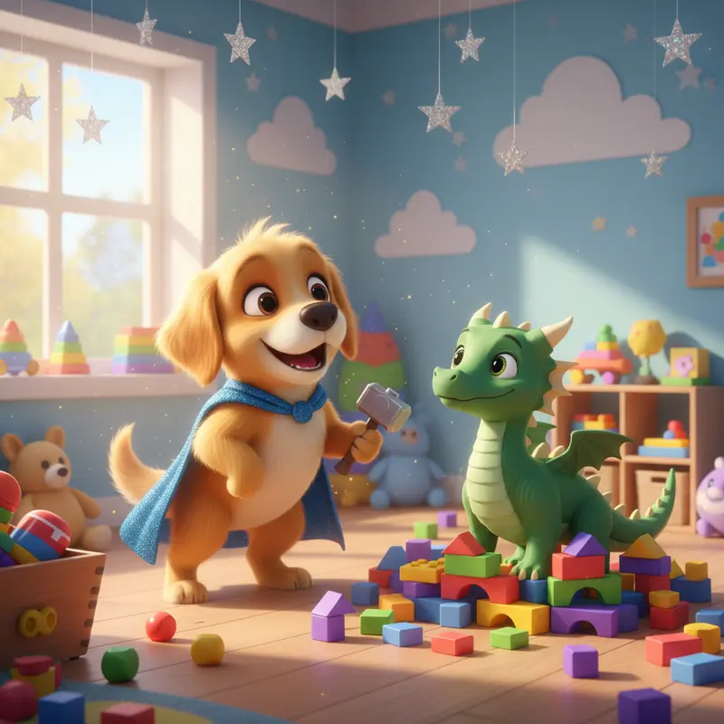 Thor and Clover and play super hero game...