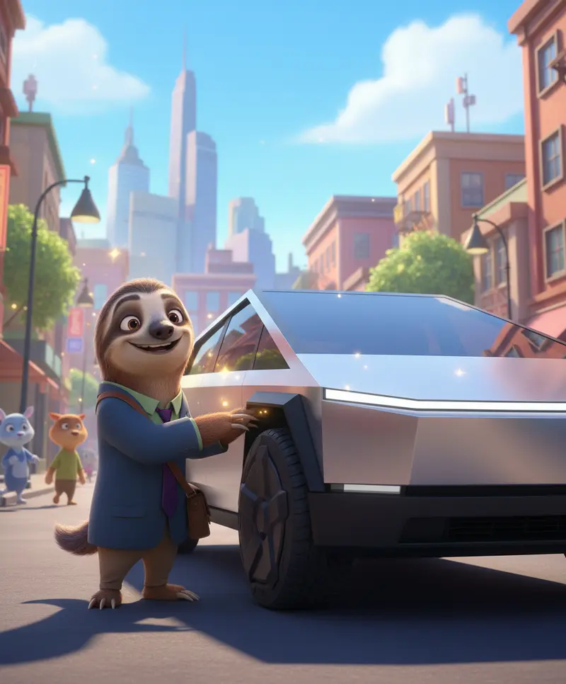 Zootopia Flash drive tesla cybertrunk in new york ...