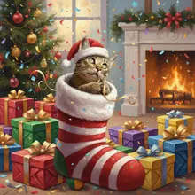 AI-American Shorthair 641 cat christmas